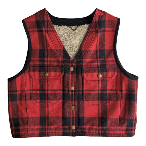 Banana Republic wool blend Reversible plaid vest size s - Picture 10 of 14